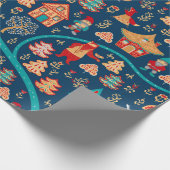 鳥の目から見る。家，森，ドワーフ，熊，キツネ ラッピングペーパー (角)