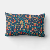 鳥の目から見る。家，森，ドワーフ，熊，キツネ ランバークッション (裏面)