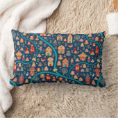 鳥の目から見る。家，森，ドワーフ，熊，キツネ ランバークッション (ブランケット)