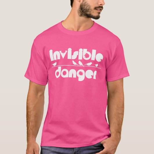 鳥の目に見えない危険レトロ Tシャツ (正面)