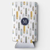 鳥の目のビューボート船On the River任意の色 スリム缶クーラー (裏面)