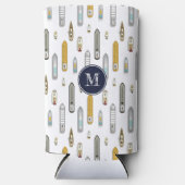 鳥の目のビューボート船On the River任意の色 スリム缶クーラー (正面)