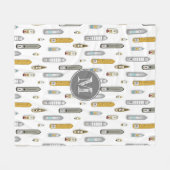 鳥の目のビューボート船On the River任意の色 フリースブランケット (正面(横))