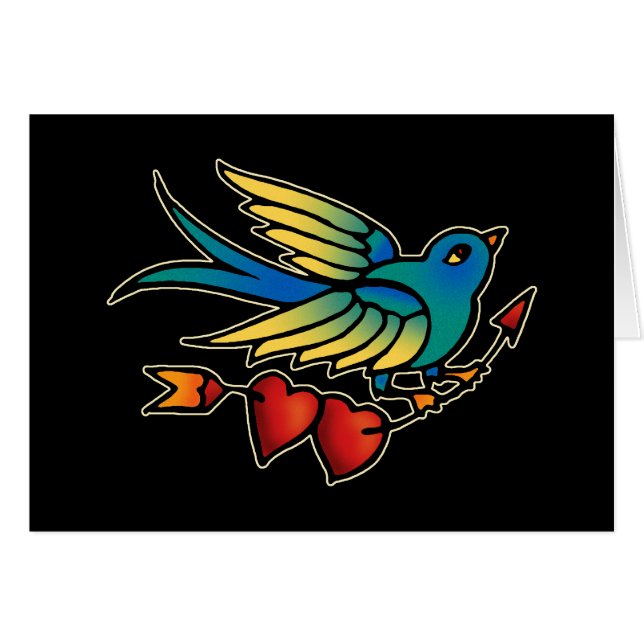 鳥の矢印とハート (正面横)