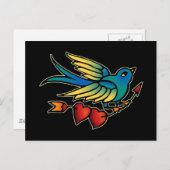 鳥の矢印とハート ポストカード (正面/裏面)