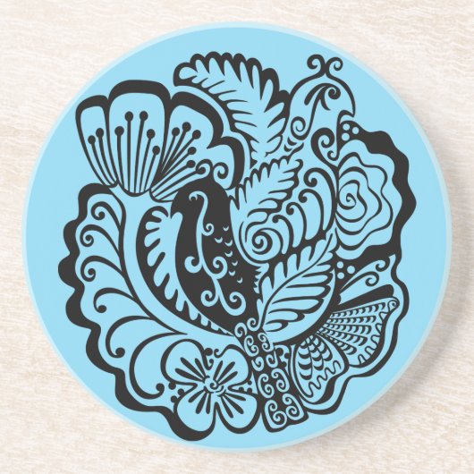 鳥の砂岩コースターで庭のシーン コースター (正面)