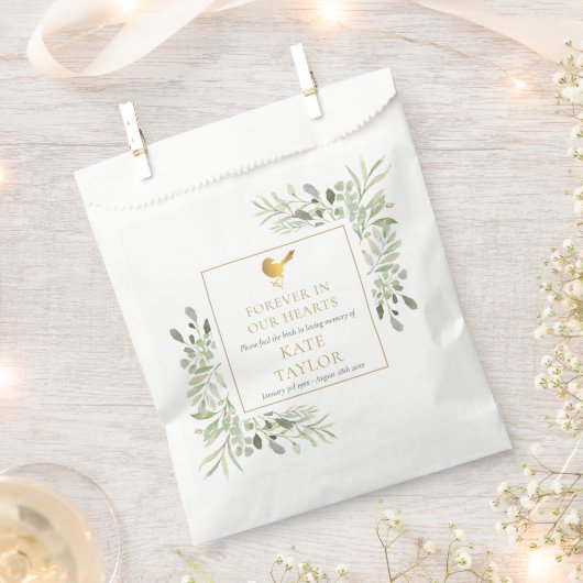 鳥の種のパケット緑の葬儀メモリアル フェイバーバッグ (クリップ留めされた状態)