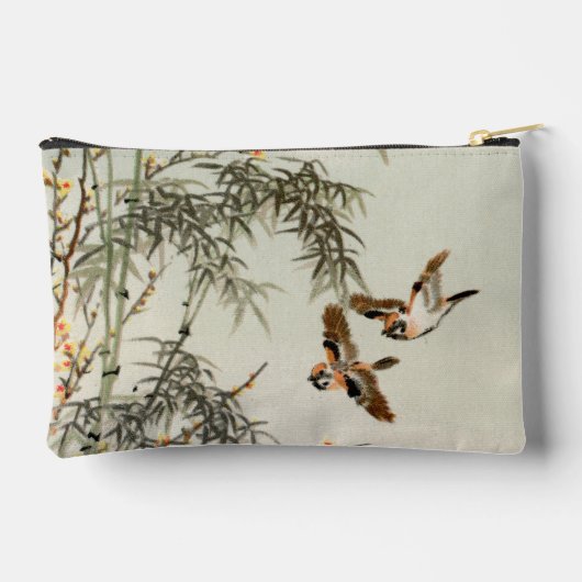鳥の竹アジアの日本のヴィンテージ アクセサリーポーチ (裏面)