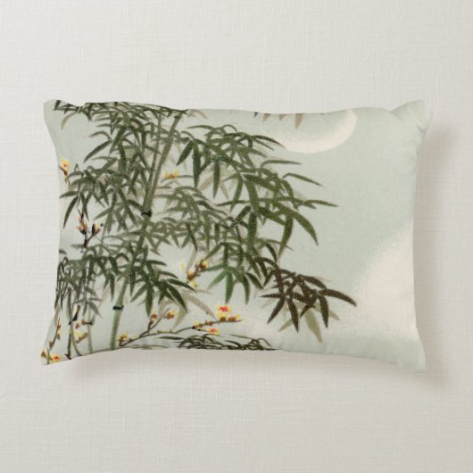 鳥の竹アジアの日本のヴィンテージ アクセントクッション (裏面)