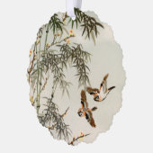 鳥の竹アジアの日本のヴィンテージ オーナメントカード (左)