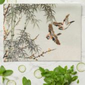 鳥の竹アジアの日本のヴィンテージ キッチンタオル (折り畳み)