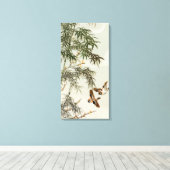 鳥の竹アジアの日本のヴィンテージ キャンバスプリント (インサイチュ (ウッドフロア))