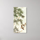 鳥の竹アジアの日本のヴィンテージ キャンバスプリント (正面)