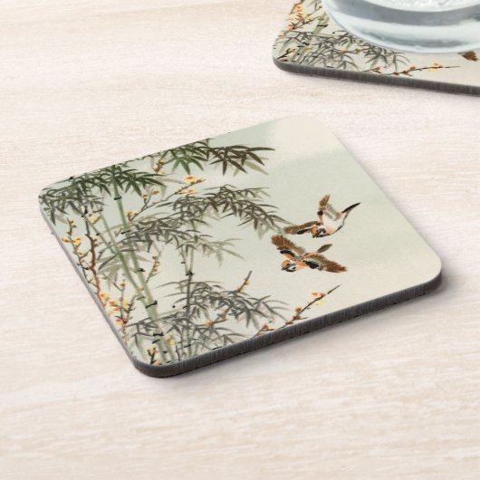 鳥の竹アジアの日本のヴィンテージ コースター (左側)