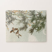 鳥の竹アジアの日本のヴィンテージ ジグソーパズル (横)