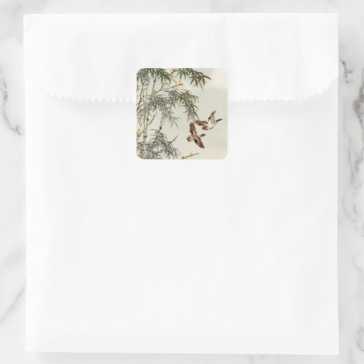 鳥の竹アジアの日本のヴィンテージ スクエアシール (バッグ)