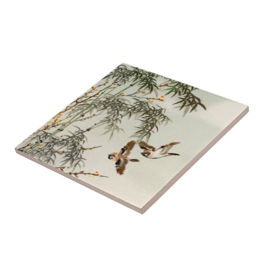 鳥の竹アジアの日本のヴィンテージ タイル (側面)