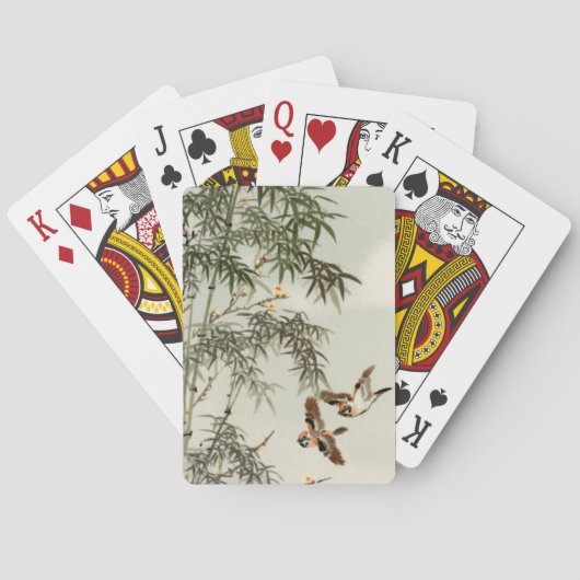 鳥の竹アジアの日本のヴィンテージ トランプ (裏面)