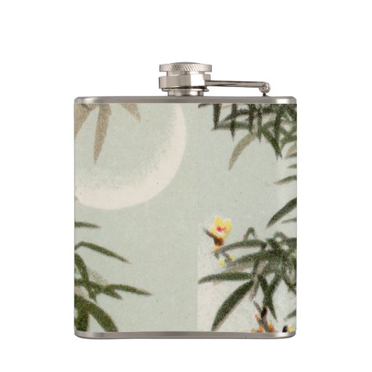 鳥の竹アジアの日本のヴィンテージ フラスク (裏面)