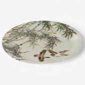 鳥の竹アジアの日本のヴィンテージ ペーパープレート (アングル)
