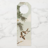 鳥の竹アジアの日本のヴィンテージ ボトルネックタグ (正面)