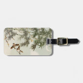 鳥の竹アジアの日本のヴィンテージ ラゲッジタグ (正面横)