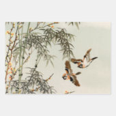 鳥の竹アジアの日本のヴィンテージ ラッピングペーパーシート (正面)