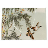 鳥の竹アジアの日本のヴィンテージ ラージペーパーバッグ (正面)