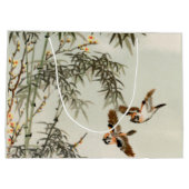 鳥の竹アジアの日本のヴィンテージ ラージペーパーバッグ (裏面)