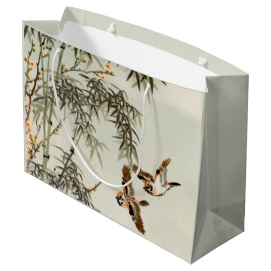 鳥の竹アジアの日本のヴィンテージ ラージペーパーバッグ (裏面アングル)