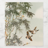 鳥の竹アジアの日本のヴィンテージ ワインラベル (シングルラベル)