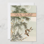 鳥の竹アジアの日本のヴィンテージ 招待状 (正面)