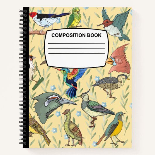 鳥の組み立てノートのスパイラルワイド ノートブック (正面)