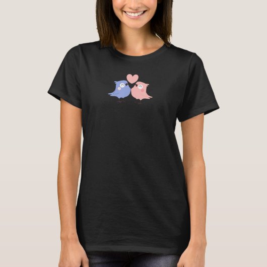 鳥の結婚記念日エンゲージパーティー 彼 彼女 Tシャツ (正面)