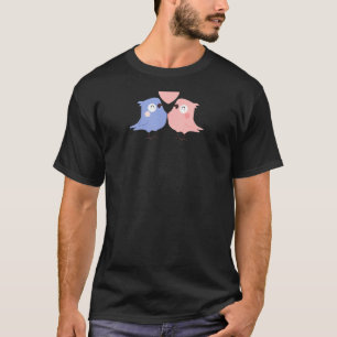 鳥の結婚記念日エンゲージパーティー 彼 彼女 Tシャツ