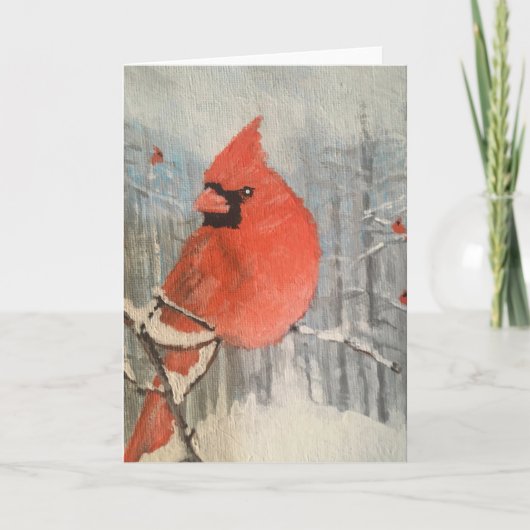 鳥の給餌器で私の番を待っている サンキューカード (正面)