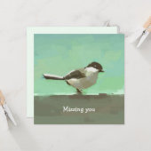 鳥の絵のグリーティングカード - 会いたい気持ちを伝える カード (正面/裏面インサイチュ)