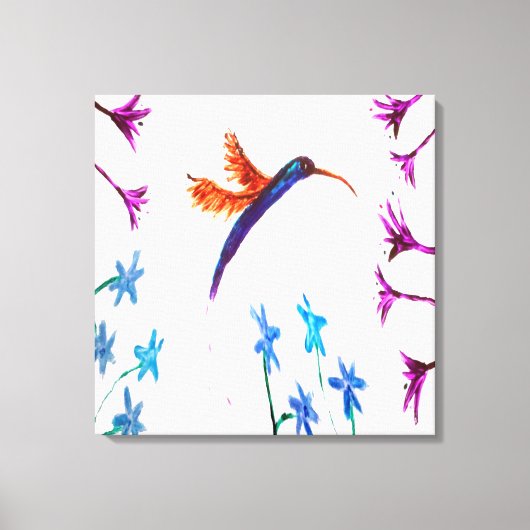 鳥の絵画フローラ キャンバスプリント (正面)