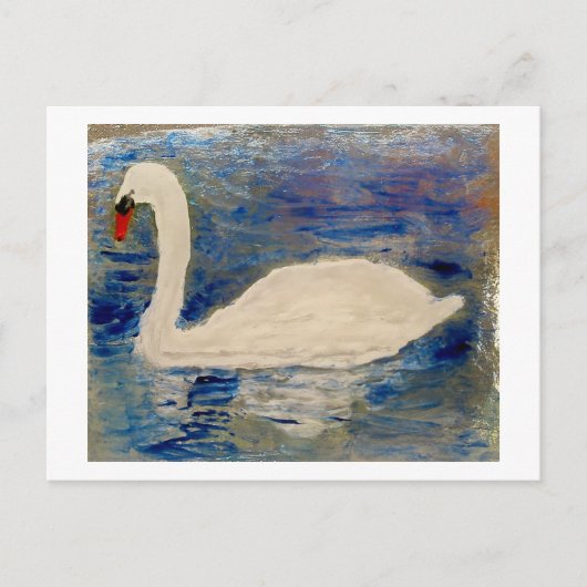 鳥の絵画白鳥の反射 ポストカード (正面)