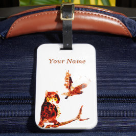 鳥の絵画黄褐色のパーソナライズされたフクロウ ラゲッジタグ