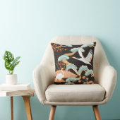 鳥の継ぎ目のない模様。鶴。ヘロン。日本 クッション (椅子)