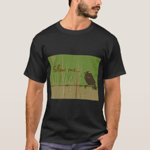 鳥の緑の森の絵を描自然が私に後を追のTwitter Tシャツ