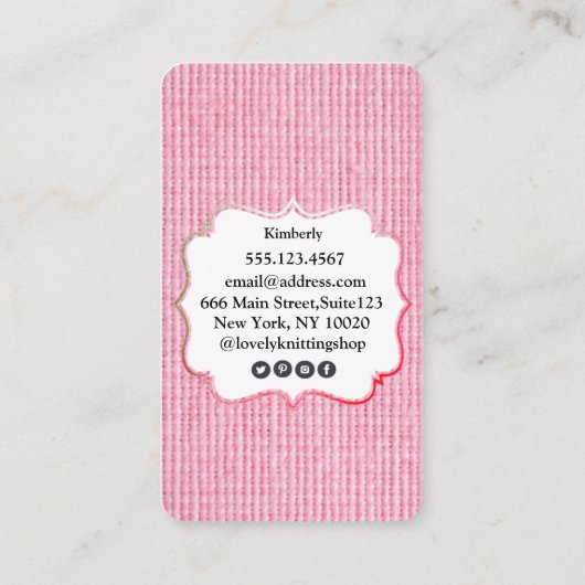 鳥の編み物針かぎ針の名刺 名刺 (裏面)