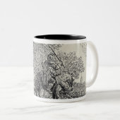 鳥の群によって混乱させるライダー ツートーンマグカップ (正面右)