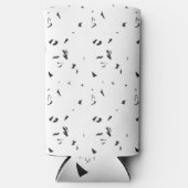 鳥の群れの白黒の写真 スリム缶クーラー (正面)