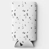 鳥の群れの白黒の写真 スリム缶クーラー (正面)