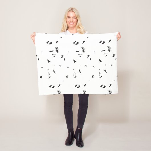 鳥の群れの白黒の写真 フリースブランケット (インサイチュ)