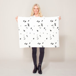 鳥の群れの白黒の写真 フリースブランケット