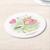 *~*鳥の群れの赤ちゃん女の子のハートシャワー ラウンドペーパーコースター (アングル)