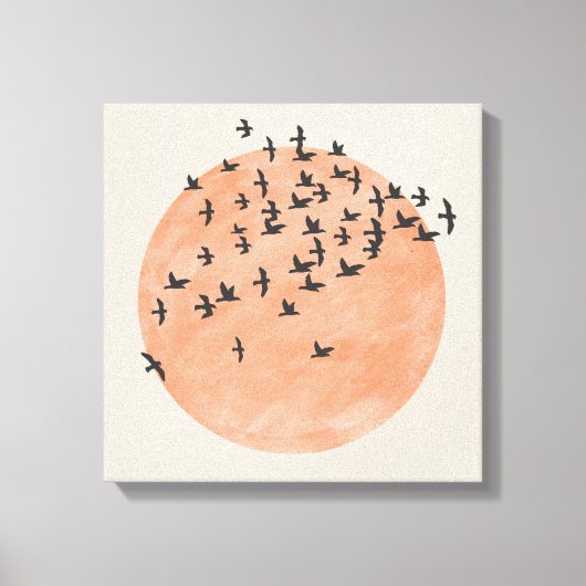鳥の群れを持つ太陽 キャンバスプリント (正面)